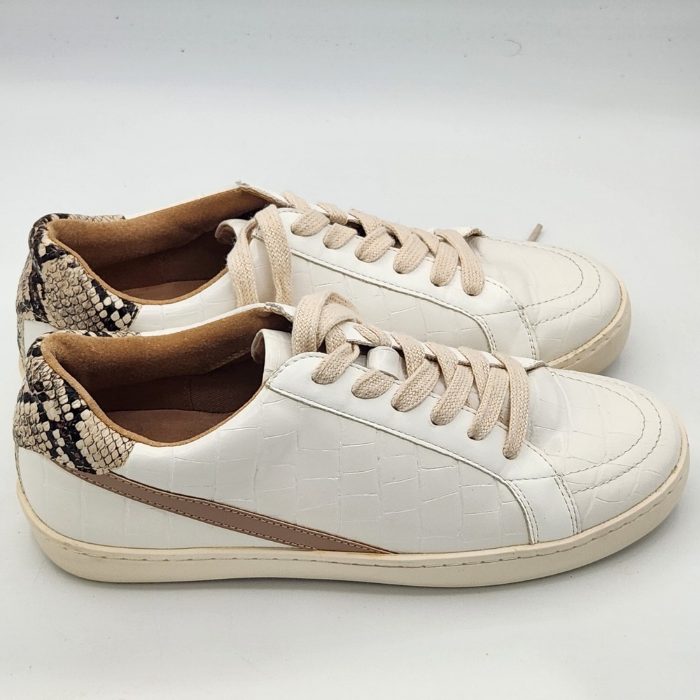 White Raven White Faux Croc Snake Trim Sneakers Womens Size 7‎ Leather